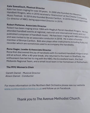 Handbell Concert Programme Back